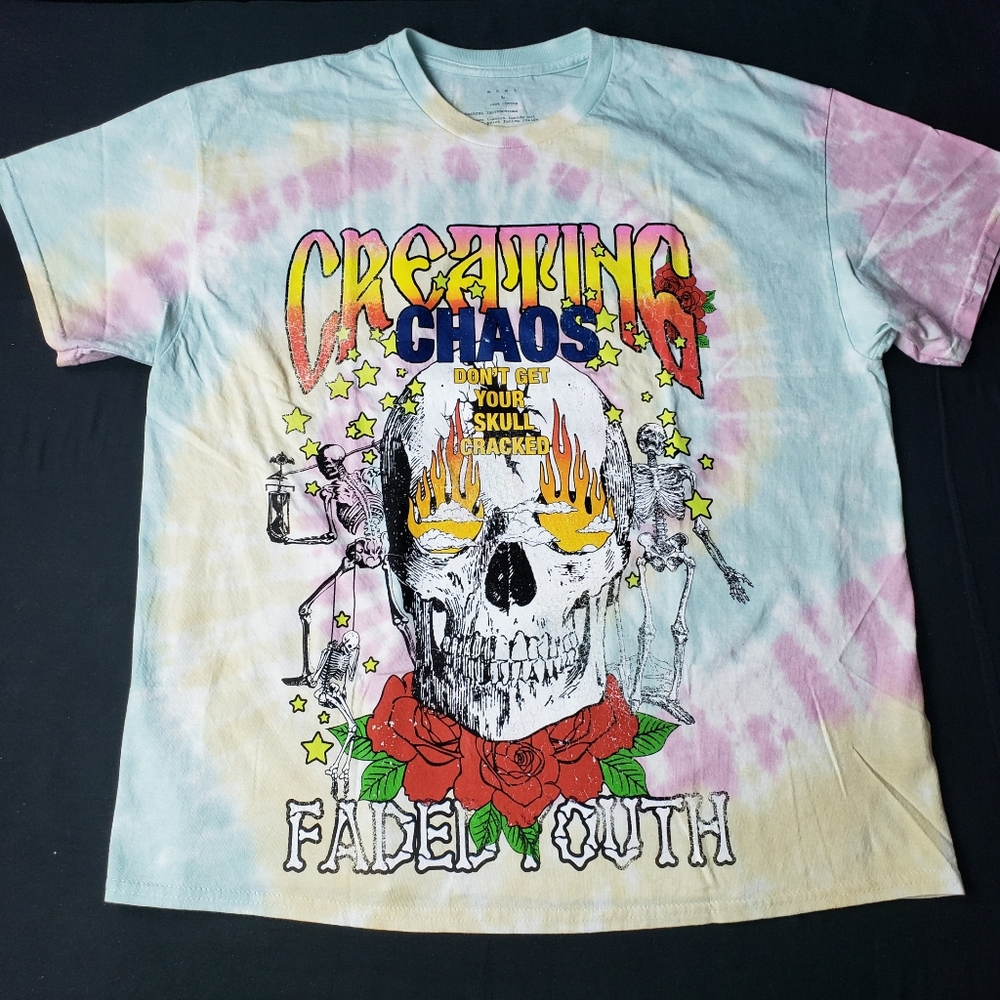 MNML Tie Dye Creating Chaos Skull Mens Large T-Shirt
